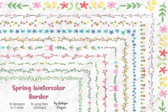 10 Spring Watercolor Border Designs for Your Projects