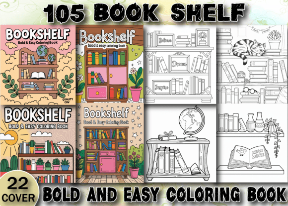 Book Shelf Bold and Easy Coloring Book: Your Creative Escape