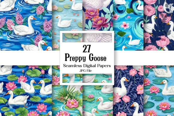 Charming Country Style: The Preppy Goose Seamless Pattern