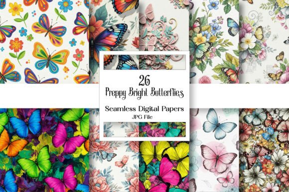Designing with Preppy Bright Butterflies Digital Paper