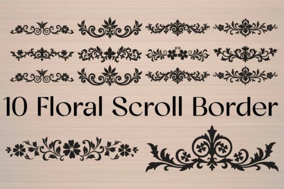 Elegant Decorative Flourishes: The Floral Scroll Border SVG Bundle