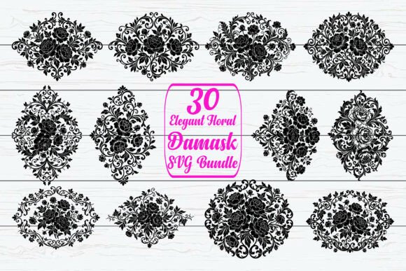 Elegant Floral Damask SVG Bundle: Timeless Design for Modern Projects