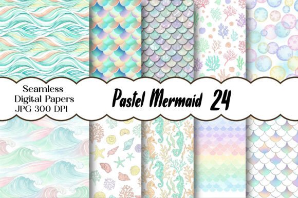 Pastel Mermaid Digital Paper Bundle: A Fairy-Tale Design Escape
