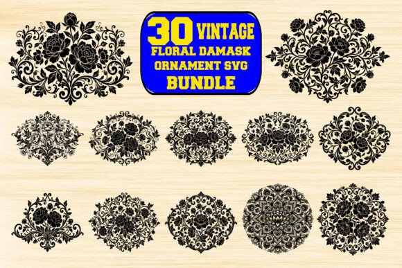 Timeless Luxury with Vintage Floral Damask Ornament SVGs