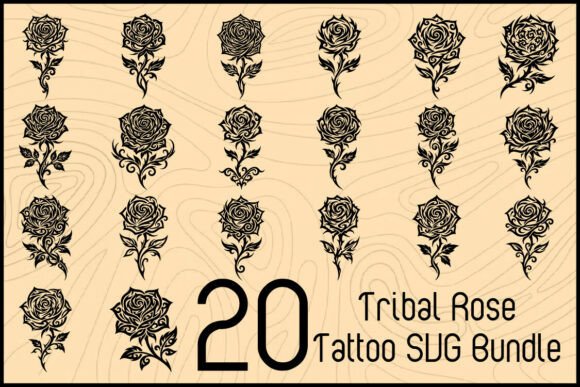 Tribal Rose Tattoo SVG Bundle: Bold Vector Art for Modern Crafters