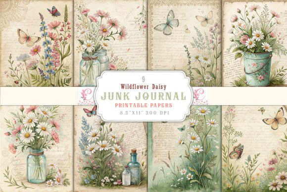 Wildflower Daisy Junk Journal Pages: A Digital Toolkit for Authentic Design